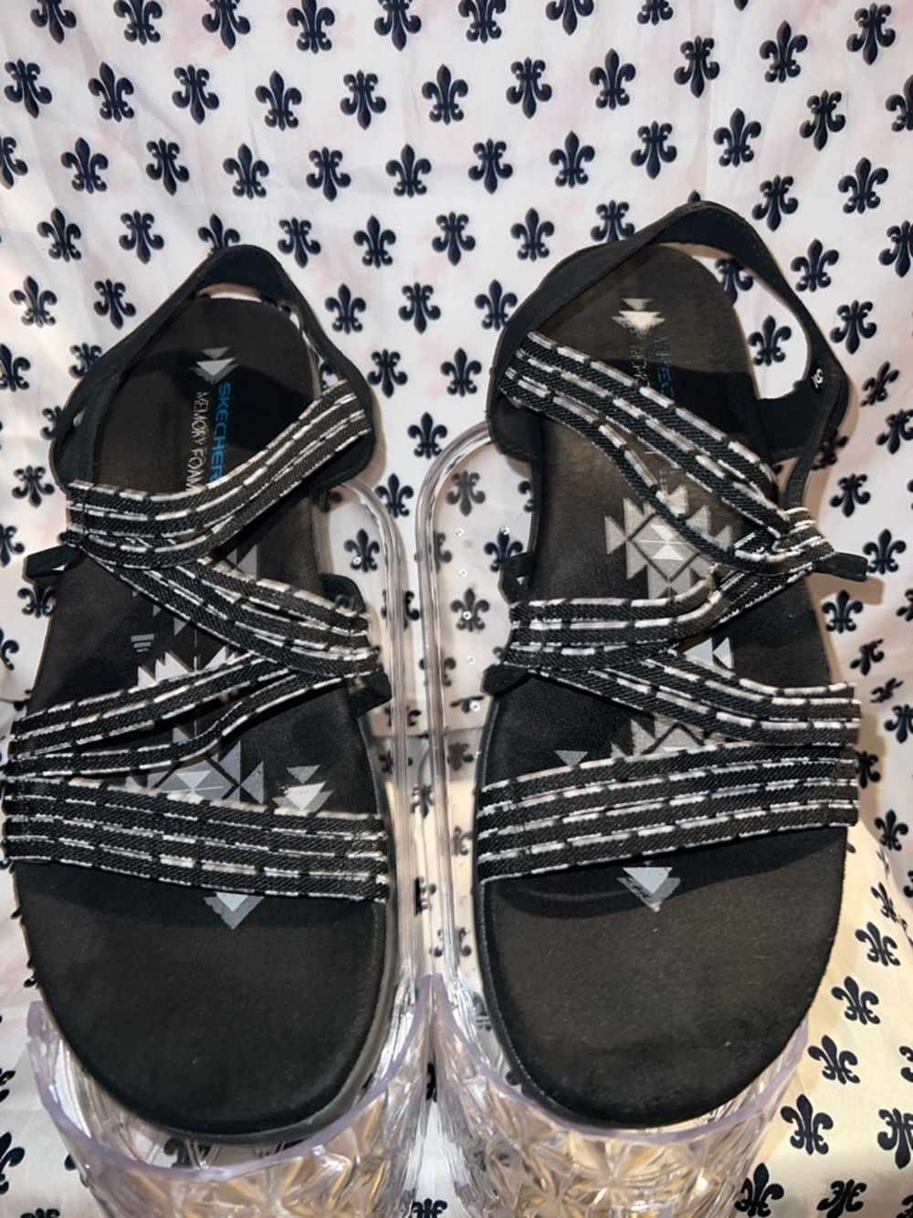 Skechers Black Strappy Comfort Sandals